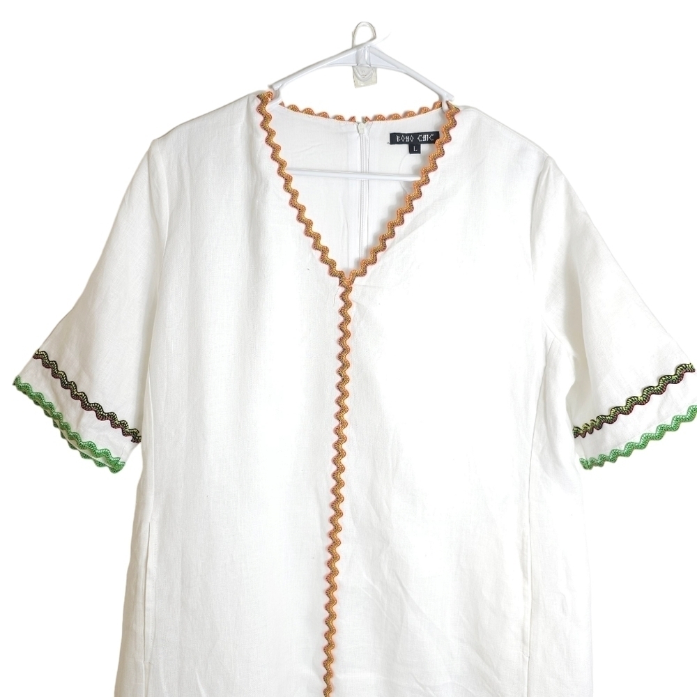 BOHo Chic White Linen Dress - Picture 3 of 11